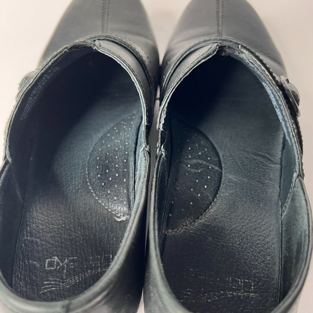 Dansko Clogs Heel Black Leather Shows Comfort Slip On w/ Buckle Women's 38 7.5-8 - Picture 7 of 10